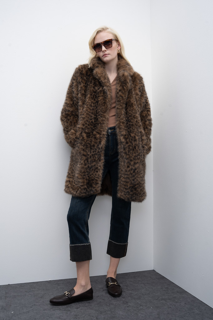 Abrigo pelo animal print Poland Goa Goa - Imagen 2
