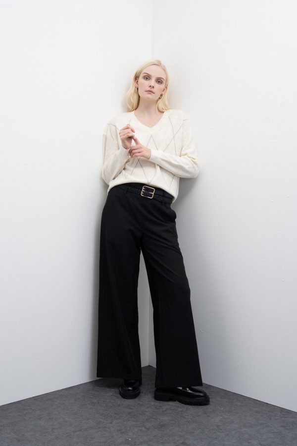 Pantalón en mezcla de lana Mireya negro Goa Goa - Imagen 2