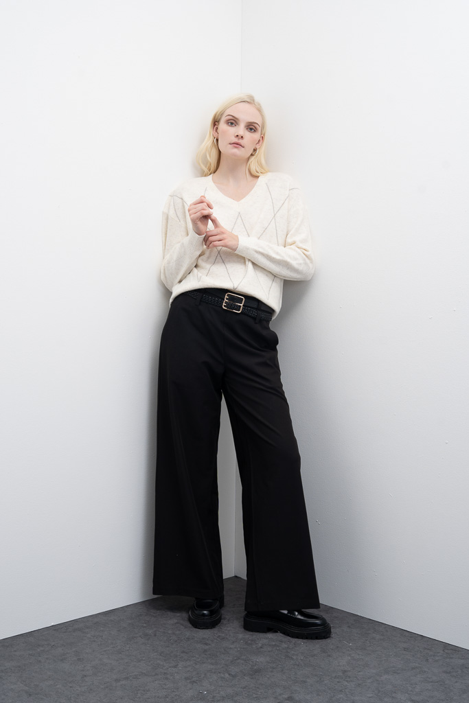 Pantalón en mezcla de lana Mireya negro Goa Goa - Imagen 2
