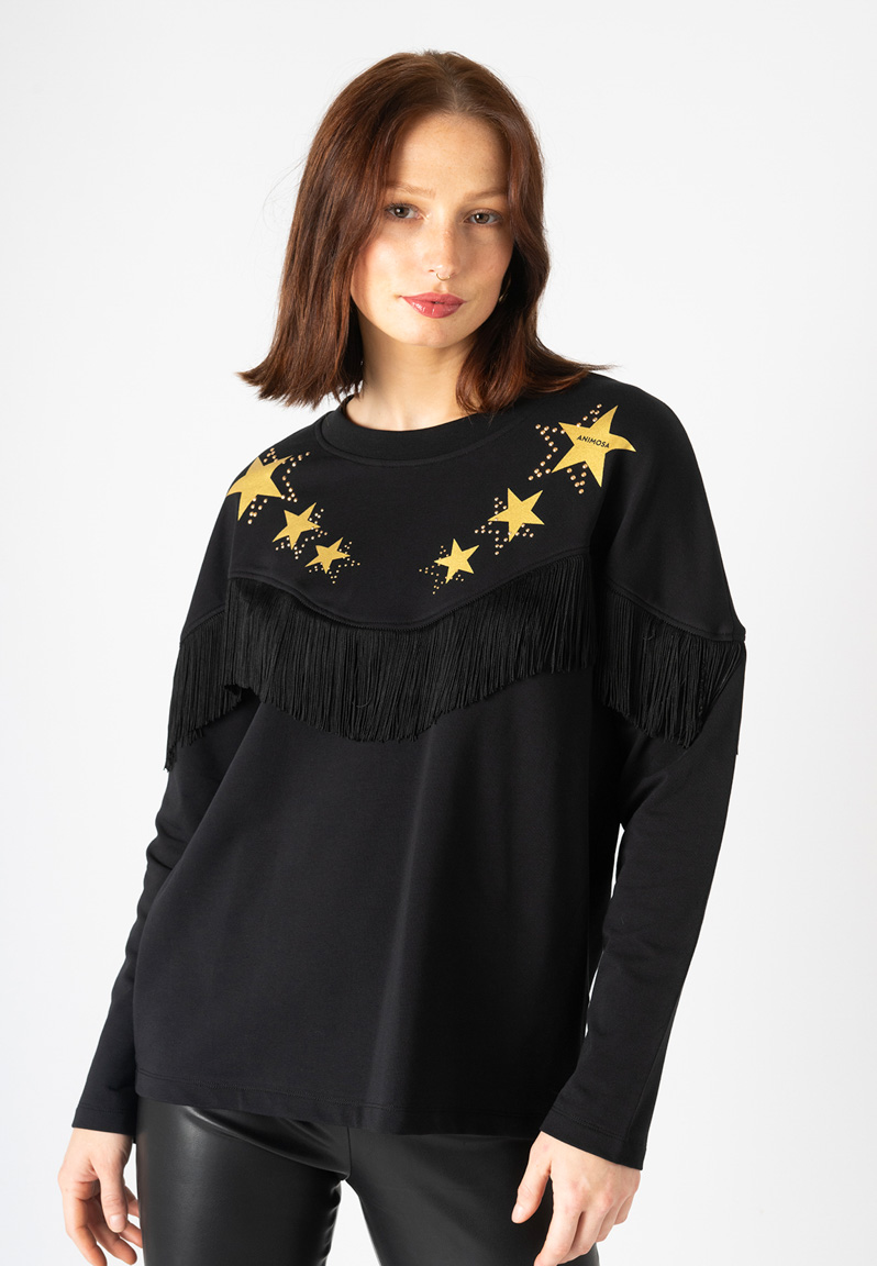 Sudadera flecos estrella animosa