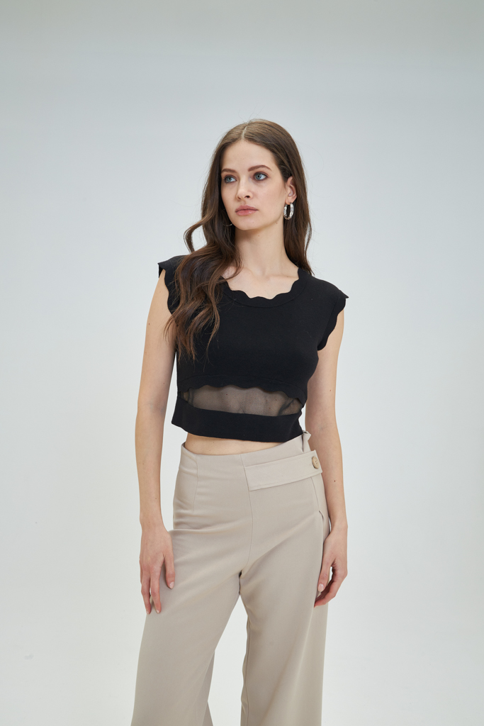 Camiseta cropped con tul Murina Goa Goa - Imagen 3