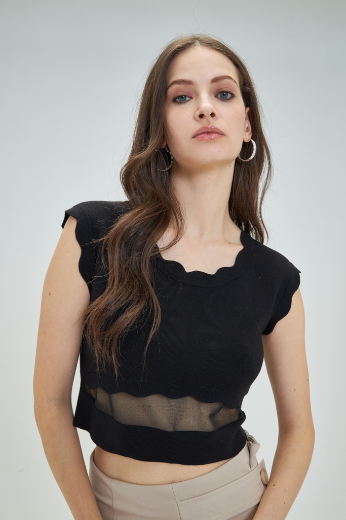 Camiseta cropped con tul Murina Goa Goa
