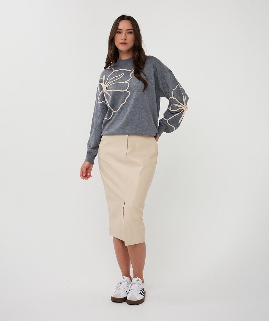 Jersey con bordado en relieve gris - Imagen 4
