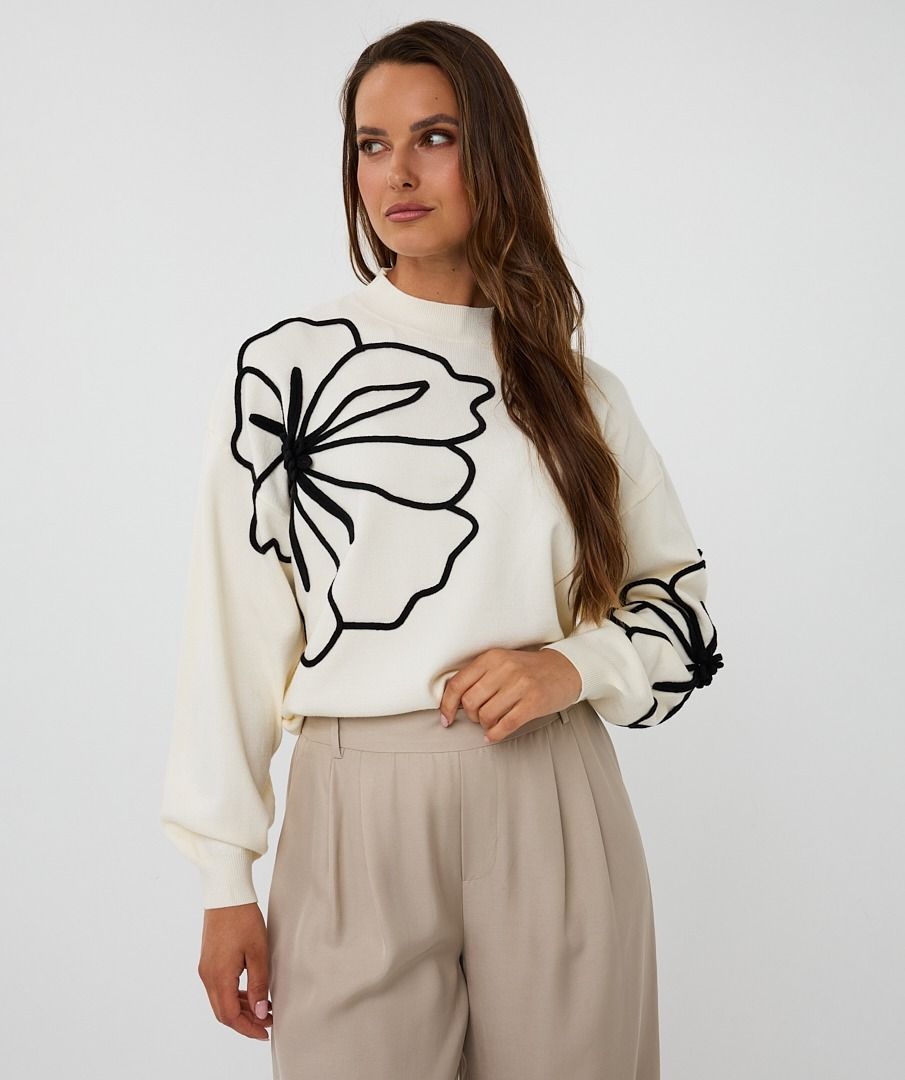 Jersey con bordado en relieve blanco