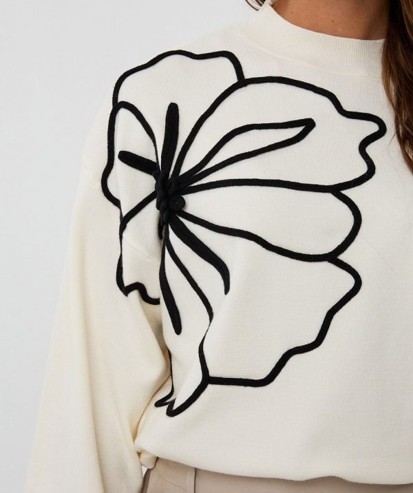 Jersey con bordado en relieve blanco - Imagen 3