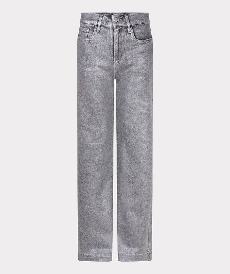 Pantalón elástico efecto metalizado gris