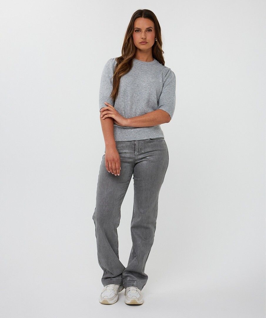 Pantalón elástico efecto metalizado gris - Imagen 4