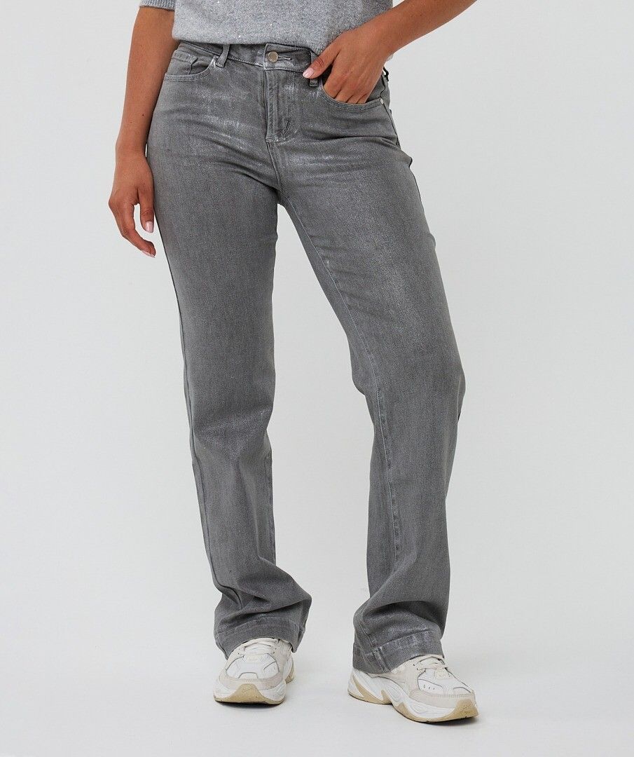 Pantalón elástico efecto metalizado gris - Imagen 2