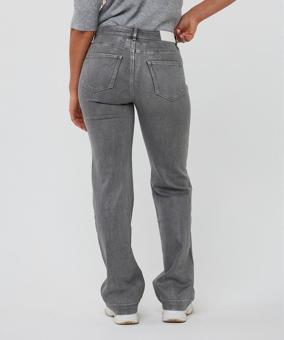 Pantalón elástico efecto metalizado gris - Imagen 3