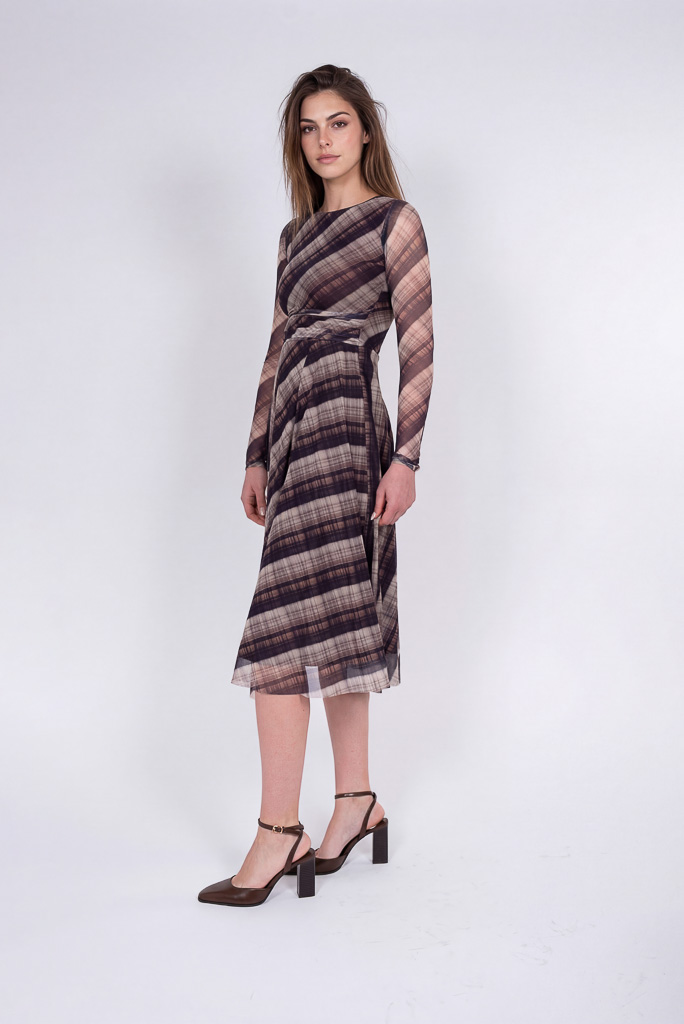 Vestido Cuadros Plisado Goa Goa - Imagen 4