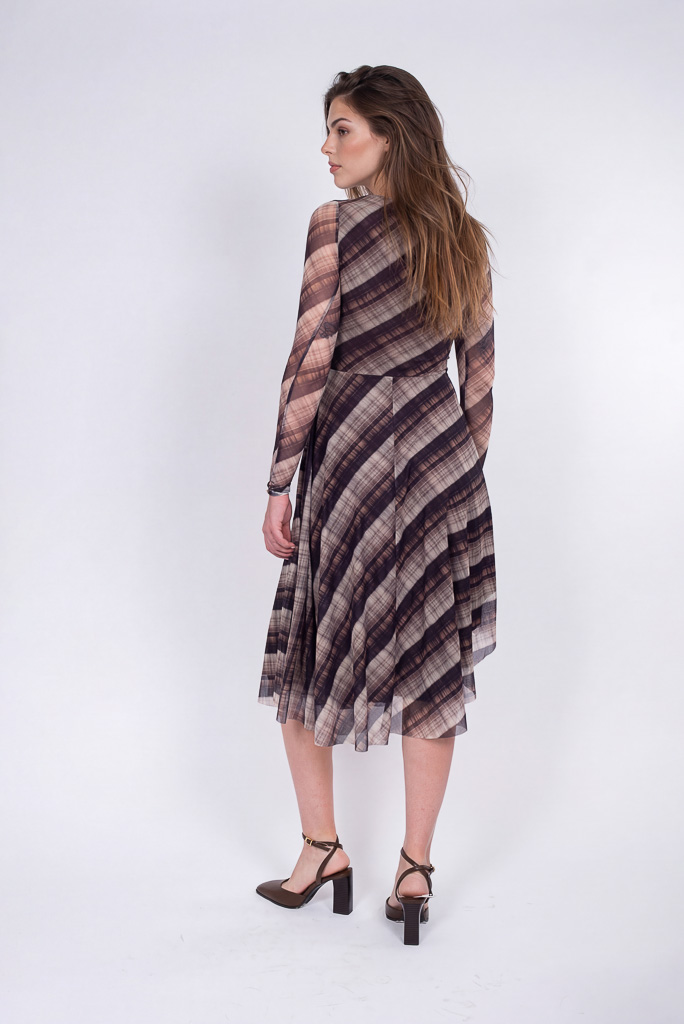 Vestido Cuadros Plisado Goa Goa - Imagen 3